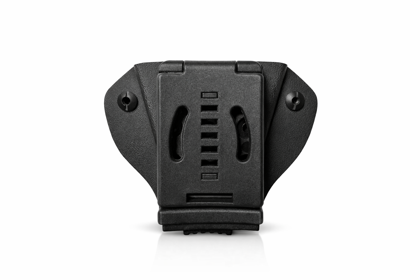 Back side of Peerless chained handcuff case showing Combat Loop belt attachment for duty use